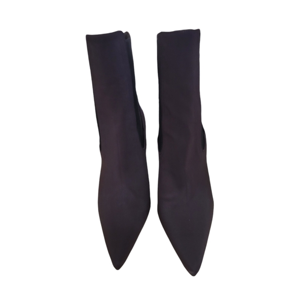 New Good American Leather Suede Pointed Stiletto Chelsea Booties 6.5 Brown - Picture 4 of 6